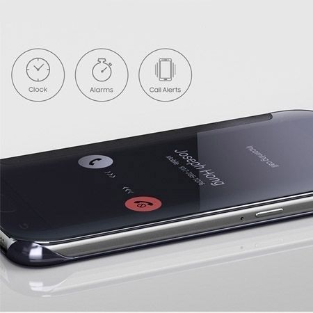 Etui na Galaxy S6 Edge Flip Clear View z klapką - srebrny.