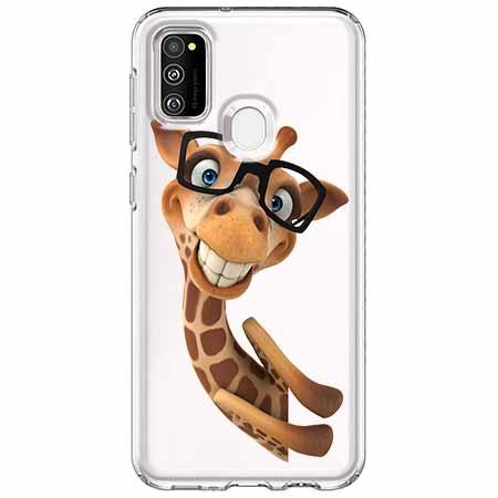 Etui na Samsung Galaxy M21 - Wesoła żyrafa w okularach.
