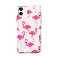 Etui na iPhone 12 - Różowe flamingi.