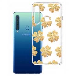Etui na Samsung Galaxy A9 2018 - Złote koniczynki.
