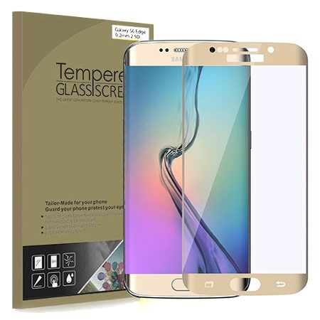 Galaxy S6 Edge Złote hartowane szkło na cały ekran.