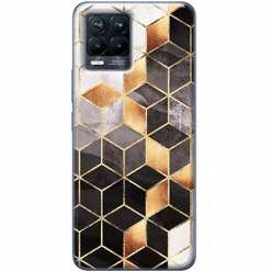 Etui na telefon Realme 8 Pro Złote romby geometryczne