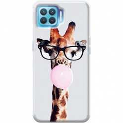 Etui na OPPO Reno 4 Lite Żyrafa w okularach z gumą