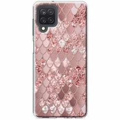 Etui na Samsung Galaxy M12 Brokatowe łuski rózowe