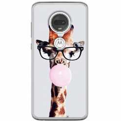 Etui na Motorola Moto G7 Play Żyrafa w okularach z gumą