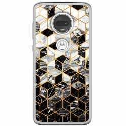 Etui na Motorola Moto G7 Play Geometryczny marmur czarno biały