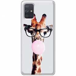 Etui na Samsung Galaxy A51 5G Żyrafa w okularach z gumą