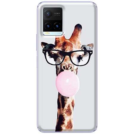 Etui na Vivo Y33s - Żyrafa w okularach z gumą