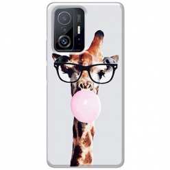 Etui na Xiaomi 11T / 11T Pro -Żyrafa w okularach z gumą