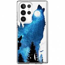 Etui na Samsung Galaxy S22 Ultra 5G - Ujadający wilk nocą