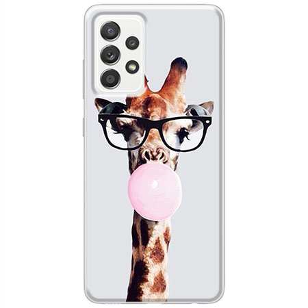 Etui na Samsung Galaxy A52s 5G - Żyrafa w okularach z gumą