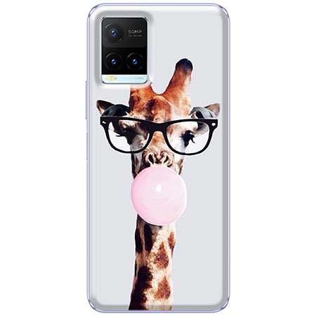 Etui na Vivo Y21s - Żyrafa w okularach z gumą