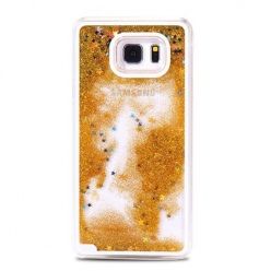 Samsung Galaxy S6 etui Stardust z ruchomym płynem w środku złoty brokat.