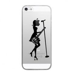 iPhone 5 ultra slim silikonowe przezroczyste etui kobieta muzyk.