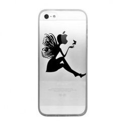 iPhone SE ultra slim silikonowe przezroczyste etui kobieta motyl.