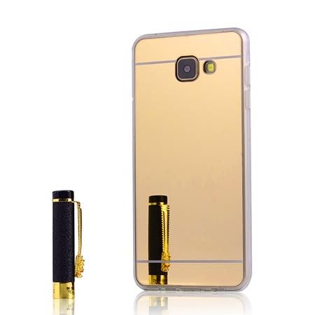 Etui na Galaxy A5 (2016) mirror - lustro silikonowe TPU - złote.
