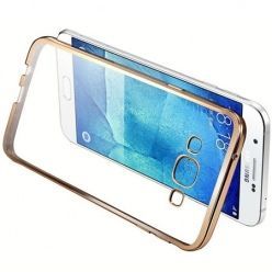 Samsung Galaxy J7 2016 silikonowe etui platynowane SLIM - złoty.