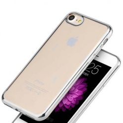 Etui na iPhone 7 silikonowe platynowane SLIM kolor - srebrny.