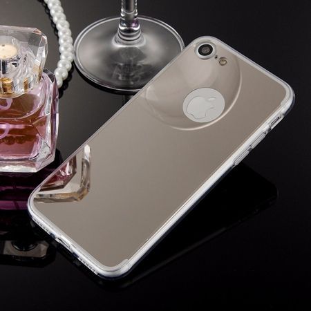 iPhone 7 mirror - lustro silikonowe etui lustrzane TPU - srebrny.