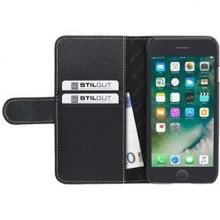 Etui na iPhone 7 Plus Stilgut skórzany portfel z klapką na karty kredytowe - czarny