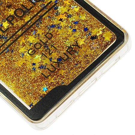 Etui na Huawei P9 Lite z ruchomym płynem w środku Nails - złoty. PROMOCJA !!!