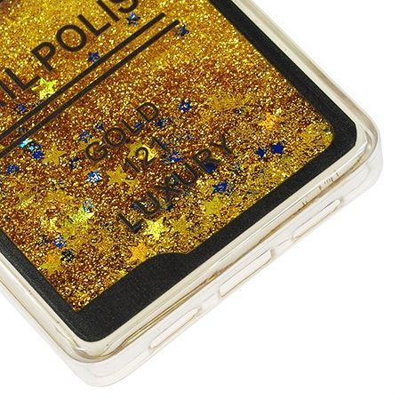 Etui na Huawei P8 Lite z ruchomym płynem w środku Nails - złoty. PROMOCJA !!!