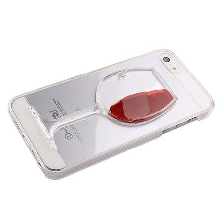 iPhone 5, 5s etui z płynem w środku czerwone wino