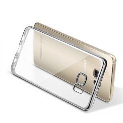 Samsung Galaxy S6 Edge przezroczyste etui platynowane SLIM  - srebrny