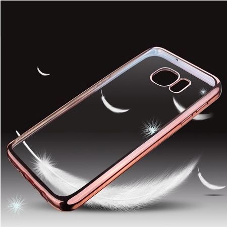 Samsung Galaxy S7 Edge przezroczyste etui platynowane SLIM - różowy.