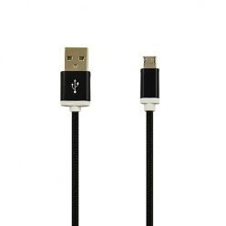 Kabel do ładowania Micro-USB pleciony nylon 1m - Czarny.