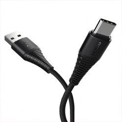 Rock Premium pleciony kabel USB - C, Typ-C - 1m - Czarny.