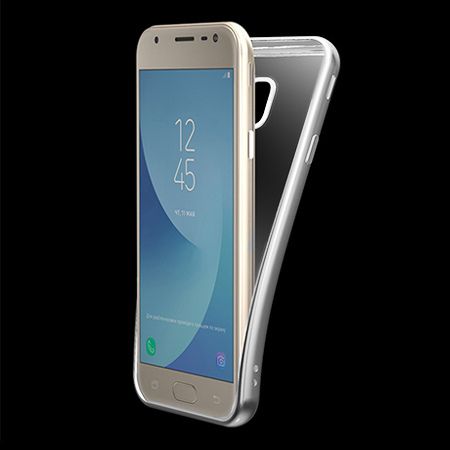 Samsung Galaxy J7 2017 - przezroczyste etui platynowane SLIM - Srebrny.
