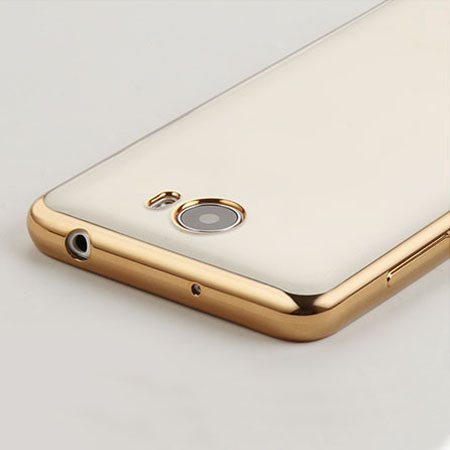 Etui na Huawei Y6 II Compact - silikonowe platynowane SLIM - Złoty.