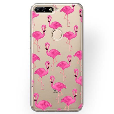 Etui na Huawei Y7 Prime 2018 - Różowe flamingi.