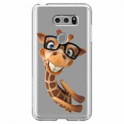 Etui na LG V30 - Wesoła żyrafa w okularach.