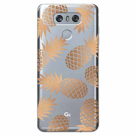 Etui na LG G6 - Złote ananasy.