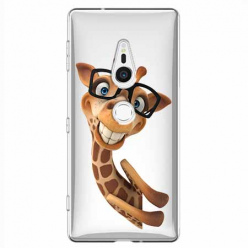 Etui na Sony Xperia XZ2 - Wesoła żyrafa w okularach.