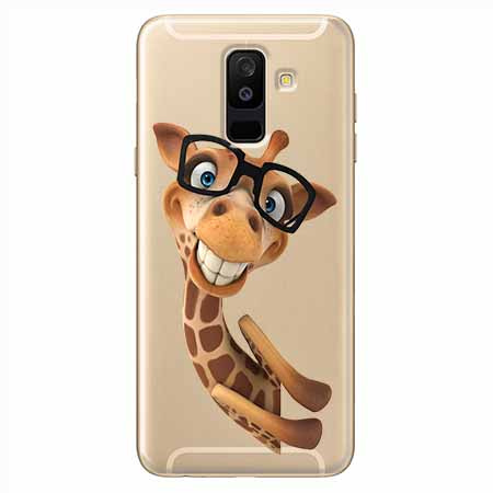Etui na Samsung Galaxy A6 Plus 2018 - Wesoła żyrafa w okularach.