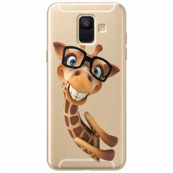 Etui na Samsung Galaxy A8 2018 - Wesoła żyrafa w okularach.