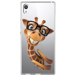 Etui na Sony Xperia E5 - Wesoła żyrafa w okularach.