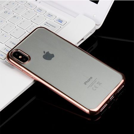 Etui na iPhone XS - silikonowe platynowane SLIM - Różowy.