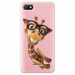 Etui na Xiaomi Redmi 6A - Wesoła żyrafa w okularach.