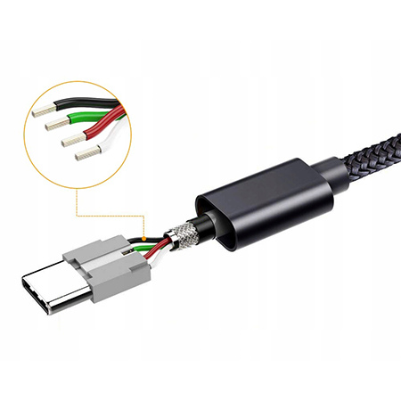 Kabel USB Typ-C do szybkiego ładowania QUICK CHARGE 3.0 - Różowy.