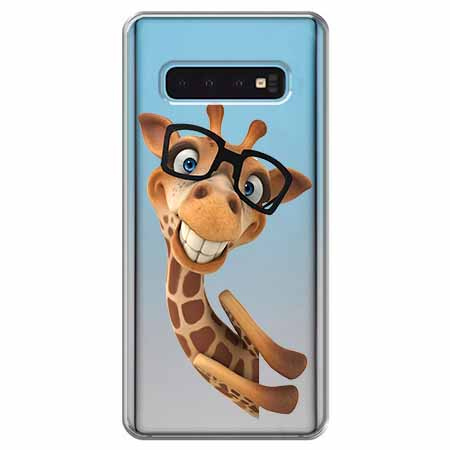 Etui na Samsung Galaxy S10 Plus - Wesoła żyrafa w okularach.