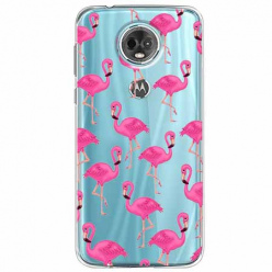 Etui na Motorola E5 Plus - Różowe flamingi.