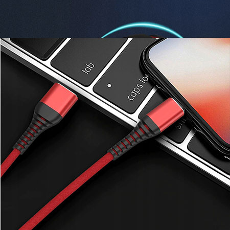 Kabel pleciony Lightning iPhone Fast Charge 3.1A- Czerwony.