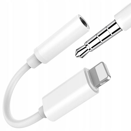 Przejściówka kabel Jack na słuchawki Apple iPhone adapter- Biały