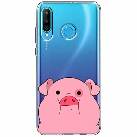 Etui na telefon Huawei P30 Lite - Słodka różowa świnka.