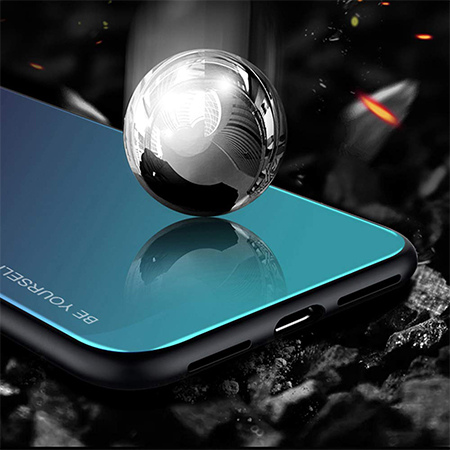 Etui na telefon Huawei P20 Lite - Ombre Glass - Czarno/Niebieski.