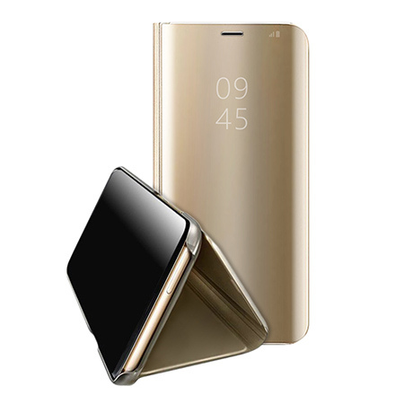 Etui na Samsung Galaxy A50 - Flip Clear View z klapką - Złoty.